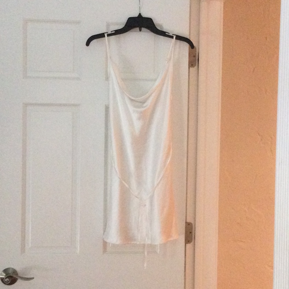 White Satin Cowl Neck Slip Top